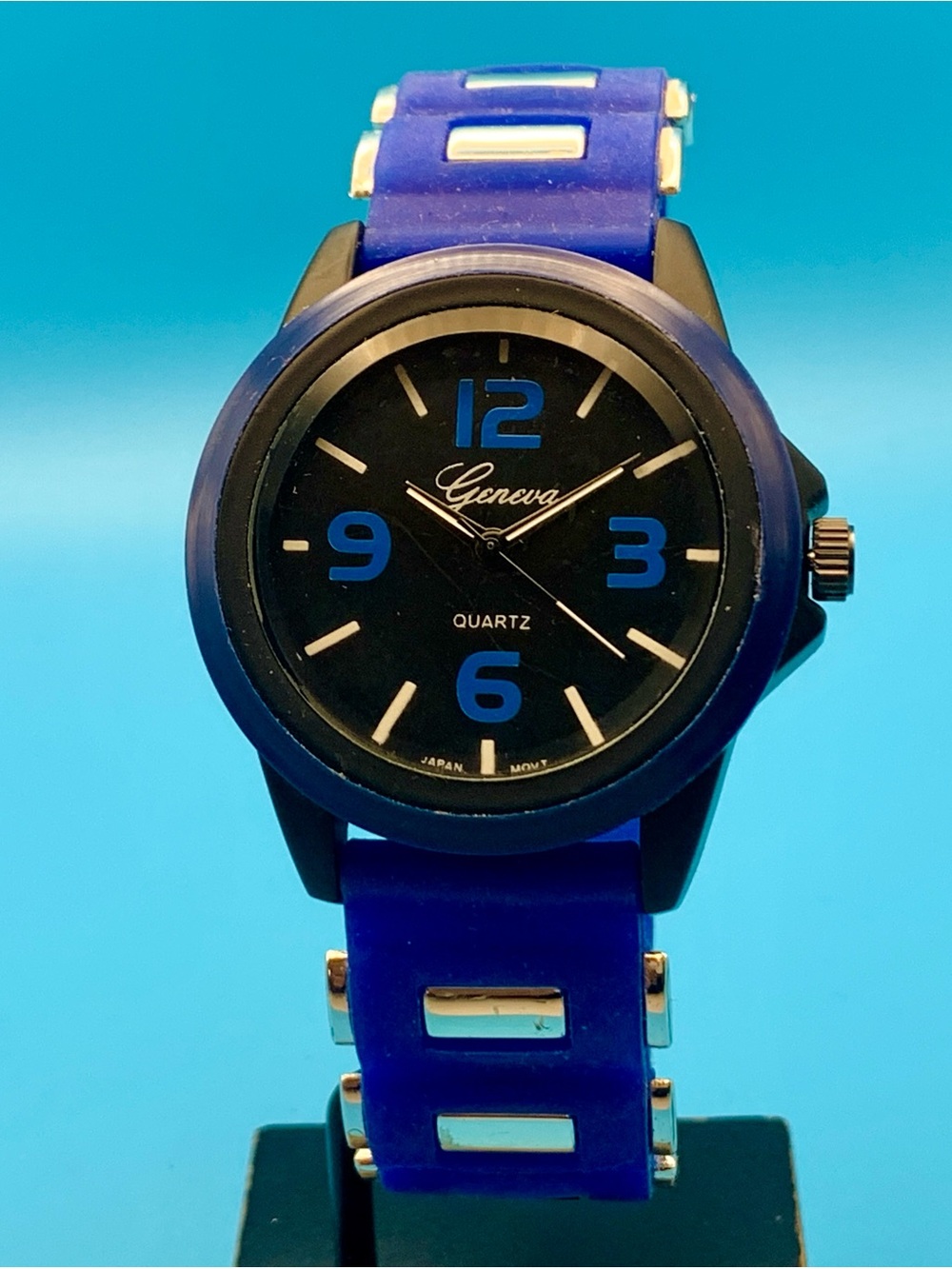 GENEVA Men’s Fashion Quartz Wristwatch Rubber Strap Japan Movt Works New Battery